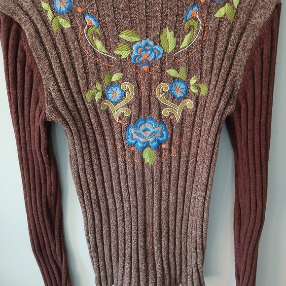 Sundance Women's Sweater Size Small Floral Embroidered Pullover Long Sleeve - Picture 6 of 14